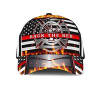 Berretto da Baseball Firefighter Back The Red America Flag Fire Pattern Firemen Cappello Escursionismo Casuale Donna Cappellino da Camionista, per Golf, Tennis, Pesca, 57-60cm