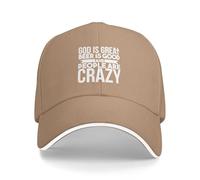 Berretto da Baseball God Is Great Beer Is Good People Are Crazy Cappello con Visiera Donna Uomini Berretto da Sandwich, per All'Aperto, Pesca, Tennis, Sportivo, 55-59cm