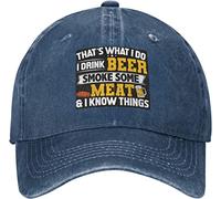 Berretto da Baseball I Smoke Meat And I Know Things Funny BBQ Chef Grill Trucker cap Sports Cappellino Visiera Regolabile Dad Hat per Gym Campeggio Running