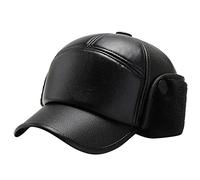 Berretto da baseball invernale ispessimento orecchio caldo cento casual anti freddo cappello in similpelle cappello invernale cacciatore uomo, Nero , Taglia unica