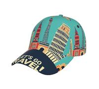 Berretto da Baseball Let's Go Travel Print Cappello Sportivo Casuale Uomini Cappucci da Golf, per All'Aperto, Sportivo, Golf, 57-60cm