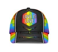 Berretto da Baseball LGBT Pride Love Is Love Rainbow Carbon Support Cappello da Baseball A Croce Caccia Protezione Solare Regolabile Cappellino da Camionista, per Tennis, Pesca, Golf, 57-60cm
