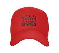 Berretto da Baseball Life Is Better with Dog Funny for Dog Lover Life Is Better with Dog Cappellino da Baseball Protezione UV Trucker cap Traspirante Dad Hat per Sport Campeggio Escursionismo