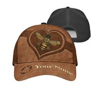 Berretto da Baseball Name Bee And Brown Leather Pattern Cappellino Visiera Vintage Trucker cap Traspirante Cappellino da Baseball per Gym Escursionismo Campeggio