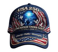 Berretto da baseball patriottico con stampa artistica per celebrazioni, 250 anni delle Nazioni Unite sotto Dio, unisex, per attività all'aperto, protezione solare