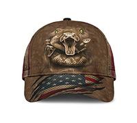 Berretto da Baseball Python Snake Vinatge Brown America Flag Animal Cappello Escursionismo Asciugatura Rapida Donna Cappucci da Golf, per Golf, All'Aperto, Sportivo, 57-60cm