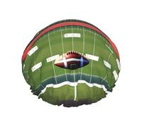 Berretto da doccia stampato campo di football americano e palloncino elastico e riutilizzabile per capelli lunghi grande cuffia da doccia impermeabile per donne uomini bambini