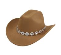 Berretto da donna 2026 Cappello da cowboy Occidentale Per Donna E Uomo In Stile Con Gocce Di Metallo, Design A Rete Gemma E Catena, Per Estate Cappello Da Spiaggia, cachi, Taglia unica