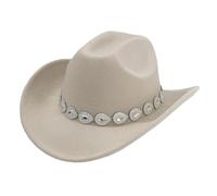 Berretto da donna 2026 Cappello da cowboy occidentale Per Donna E Uomo In Stile Con Gocce Di Metallo, Design A Rete Gemma E Catena, Per Casual Protezione Uv Copricapo, beige., Taglia unica