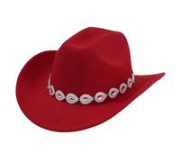 Berretto da donna 2026 Cappello da cowboy Occidentale Per Donna E Uomo In Stile Con Gocce Di Metallo, Design A Rete Gemma E Catena, Per Estate Cappello Da Spiaggia, Colore: rosso, Taglia unica