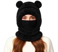 Berretto da donna con orsetto sfocato, passamontagna con maschera per il | Comodo cappello invernale per passeggiate col freddo, pendolari quotidiani e avventure all'aperto