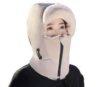 Berretto da donna con protezione per le orecchie dal , con maschera antivento e berretto da donna, per l'inverno, sci, neve, moto, corsa, protezione delle Ore, Velluto e addensamento - beige