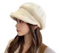 Berretto da donna con visiera e pannelli morbidi, per donne e ragazze, Beige, M
