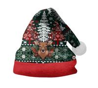 Berretto da donna e uomo, a tema natalizio, per adulti e bambini, con scritta "Thickened F Lap Christmas Hat Party Double SI Ded Velvet Hat (B, 15-60 anni)