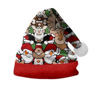 Berretto da donna e uomo, motivo natalizio, per adulti e bambini, con scritta "Thickened F Lap Christmas Hat Party Double SI Ded Velvet Hat (E, 6-12 anni)