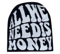 Berretto da donna lavorato a maglia, grazioso berretto Grunge All WE Need is Money, colore Y2K, invernale, freddo, Natale, Halloween, inverno, Nero , Taglia unica