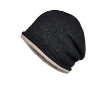 Berretto da donna leggero lavorato a maglia fine, caldo e morbido, elasticizzato, alla moda, in jersey, lavorato a maglia, caldo, lungo, unisex, Nero , Taglia unica