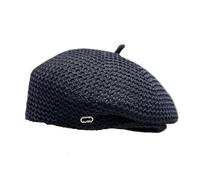 Berretto da donna versatile che guarda il viso, piccolo, primaverile ed estivo, in seta di latte, traspirante, cappello da pittore a pieghe a forma di zucca, Nero , M(56/58 cm)