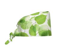 Berretto Da Lavoro Transparent Green Leaves Cappelli Da Lavoro Elegante Elastici Turbante Per Jogging Fitness Tennis