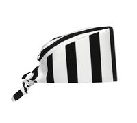 Berretto Da Lavoro Unisex, Black White Stripes Print Cappellino Bouffant Regolabile, Riutilizzabile Cappelli Da Lavoro Per Chef Uomo