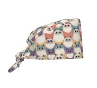 Berretto Da Lavoro Unisex, Cute Cats Cartoon Cuffia Cucina Regolabile, Riutilizzabile Cappello Da Lavoro Per Donna Cucinare