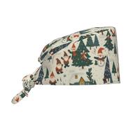 Berretto Da Lavoro Unisex, Santa, Snowmen And Christmas Trees Cuffia Cucina Multiuso, Traspirante Cappelli Da Lavoro Per Cucinare Chef