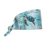 Berretto Da Lavoro Unisex, Sea Coastal Turtle Cappello Bouffant Comodo, Regolabile Cappelli Da Lavoro Per Cucina Donna