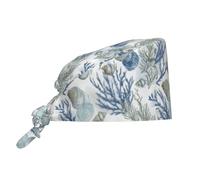Berretto Da Lavoro Unisex, Seaweeds Conches Coastal Cappello Bouffant Multiuso, Riutilizzabile Cappello Da Lavoro Per Ristorante Cucinare