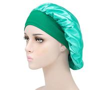 Berretto da notte elastico e confortevole da donna, in seta, for dormire, for dormire, for signora, cappello da notte, cuffia for capelli, cuffia da doccia, cofano in raso (Color : Lake green)
