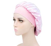 Berretto da notte elastico e confortevole da donna, in seta, for dormire, for dormire, for signora, cappello da notte, cuffia for capelli, cuffia da doccia, cofano in raso (Color : Pink)