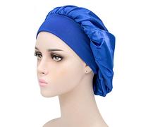 Berretto da notte elastico e confortevole da donna, in seta, for dormire, for dormire, for signora, cappello da notte, cuffia for capelli, cuffia da doccia, cofano in raso (Color : Blue)