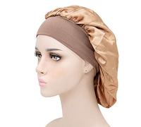 Berretto da notte elastico e confortevole da donna, in seta, for dormire, for dormire, for signora, cappello da notte, cuffia for capelli, cuffia da doccia, cofano in raso (Color : Gold)