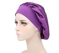 Berretto da notte elastico e confortevole da donna, in seta, for dormire, for dormire, for signora, cappello da notte, cuffia for capelli, cuffia da doccia, cofano in raso (Color : Dark purple)