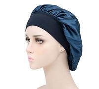 Berretto da notte elastico e confortevole da donna, in seta, for dormire, for dormire, for signora, cappello da notte, cuffia for capelli, cuffia da doccia, cofano in raso (Color : Navy blue)