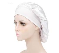 Berretto da notte elastico e confortevole da donna, in seta, for dormire, for dormire, for signora, cappello da notte, cuffia for capelli, cuffia da doccia, cofano in raso (Color : White)