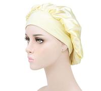 Berretto da notte elastico e confortevole da donna, in seta, for dormire, for dormire, for signora, cappello da notte, cuffia for capelli, cuffia da doccia, cofano in raso (Color : Beige)