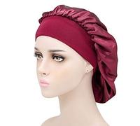 Berretto da notte elastico e confortevole da donna, in seta, for dormire, for dormire, for signora, cappello da notte, cuffia for capelli, cuffia da doccia, cofano in raso (Color : Red)