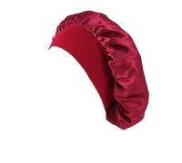 Berretto Da Notte For Cofano Con Fascia Elastica Avvolgente For La Testa Unisex Con Fascia Morbida Premium Grandi Cuffie In Raso Setoso For La Cura Dei Capelli Delle Donne(Wine Red)