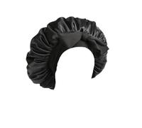 Berretto da notte for donna, berretto elastico for la cura dei capelli allargato con stella filante lunga(Black)