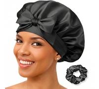 Berretto da notte in seta - 100% Mulberry in seta traspirante e regolabile Cappellino da notte da donna antiscivolo per capelli lisci e per capelli ricci con fascia elastica Turbante in raso di seta