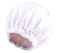 Berretto da notte in seta con cuffia for capelli in raso a doppio strato for la cura dei a casa per Home(White)