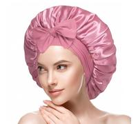 Berretto da Notte Raso,Cuffia in seta satinata,Berretto da Notte Raso Elastico,Bonnet Seta per Capelli Lisci,Protezione Notturna Capelli Ricci,Protezione dei Capelli per Donne e Ragazze,Rosa