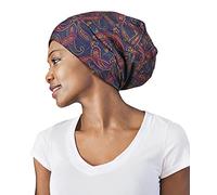 Berretto da notte regolabile con fodera in raso per rasta, capelli ricci, testa grande, rimane in posizione tutta la notte, Nero Giallo, Taglia unica