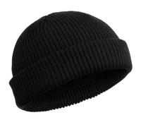 Berretto da Trawler Watch Cap Cappello di Teschio con Risvolto Unisex Inverno Pescatore Corto Uomo, Nero, Taglia Unica