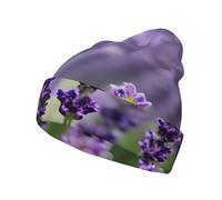 Berretto da uomo con stampa floreale viola lavanda floreale cappello lavorato a maglia, cappelli invernali da donna per il freddo, nero, taglia unica, Nero, taglia unica