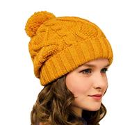 Berretto da uomo da donna con pompon (blu, grigio, bordeaux, nero e senape) - Cappelli invernali lavorati a maglia con pompon per uomo e donna - Cappello lanoso da donna in lana