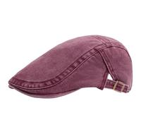 Berretto da uomo e donna in cotone vintage, con visiera piatta, casual, retrò, unisex, regolabile, for primavera ed estate Per la primavera(Red)