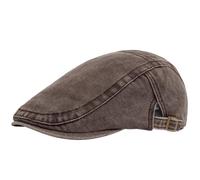 Berretto da uomo e donna in cotone vintage, con visiera piatta, casual, retrò, unisex, regolabile, for primavera ed estate Per la primavera(Brown)