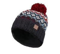 Berretto da uomo in lana con pompon foderato in pile a mano rosso fairisle taglia unica fatta a mano extra caldo Pachamama commercio equo e solidale