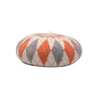 Berretto di Lana a Blocchi Colore, Cappello da Pittore Scozzese Casual alla Moda for Donna, Berretto Invernale Caldo e Spesso in Maglia, Unisex Morbido per abbinamenti(Color3)